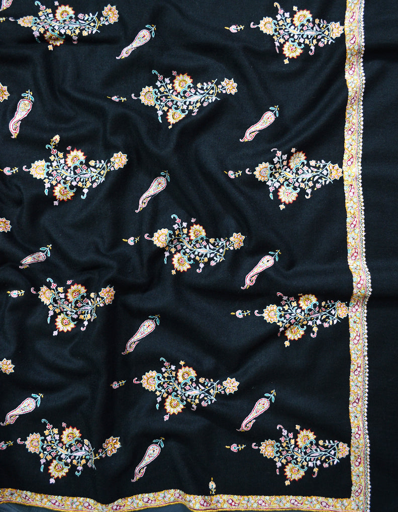 black booti embroidery pashmina shawl 8256