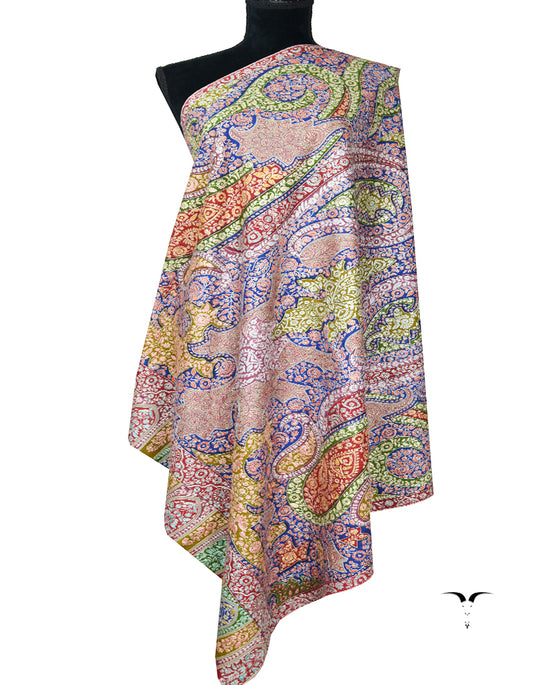 multi-coloured embroidery pashmina shawl 8257
