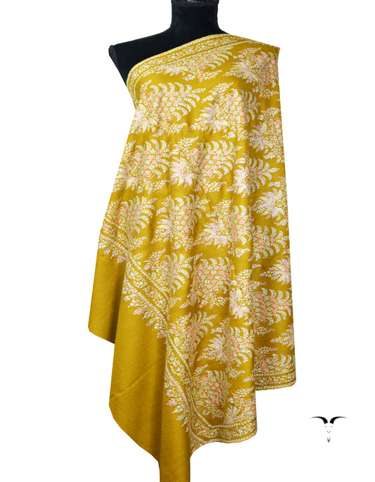 SIZE (M) mustard embroidery pashmina shawl 8259