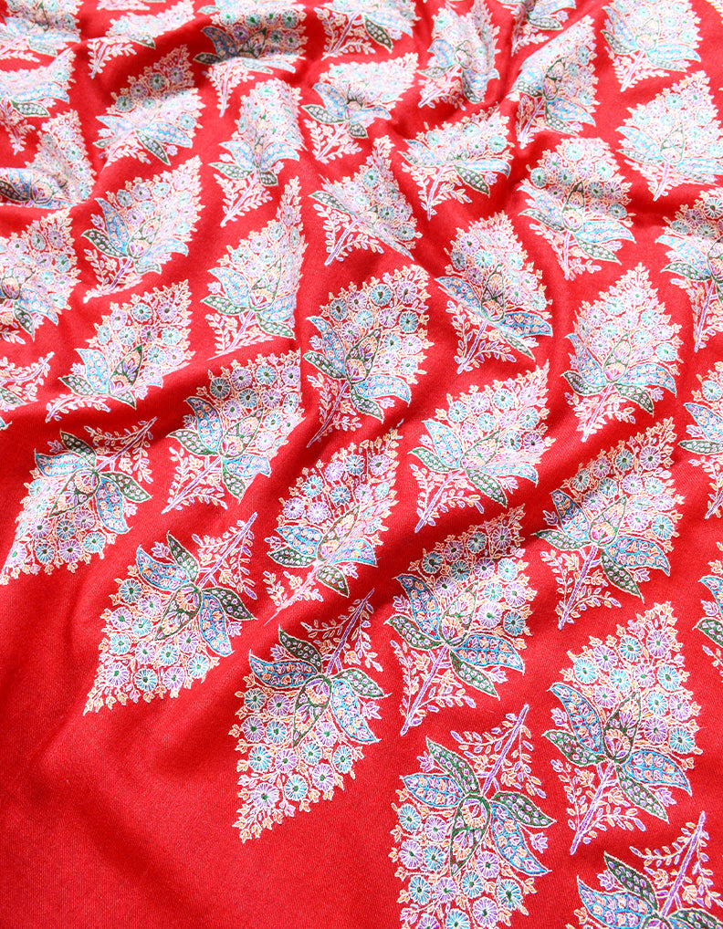 red booti jamma embroidery pashmina shawl 8260