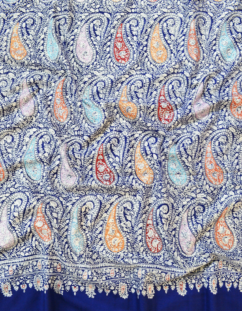 blue jamma embroidery pashmina shawl 8262