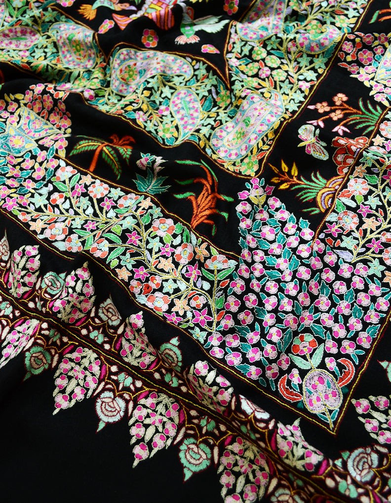 black embroidery pashmina shawl 8263
