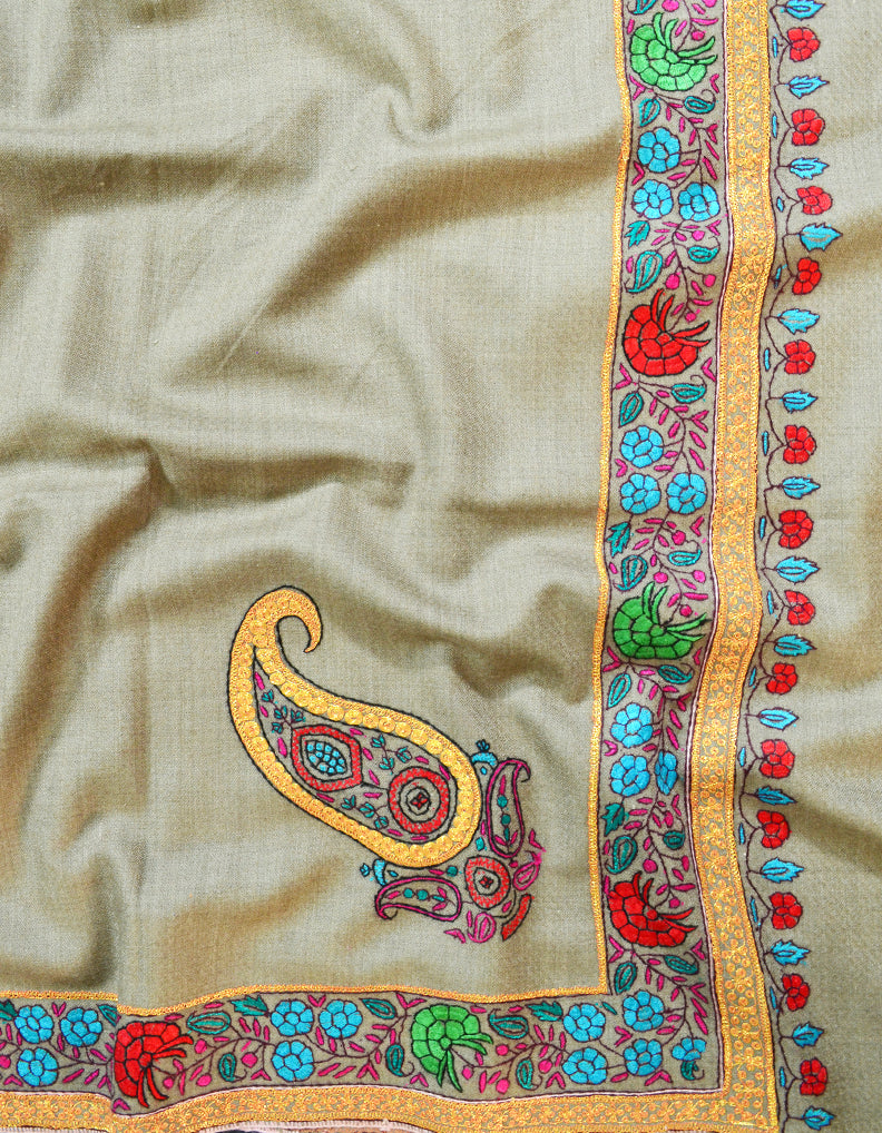 natural tilla embroidery pashmina shawl 8265