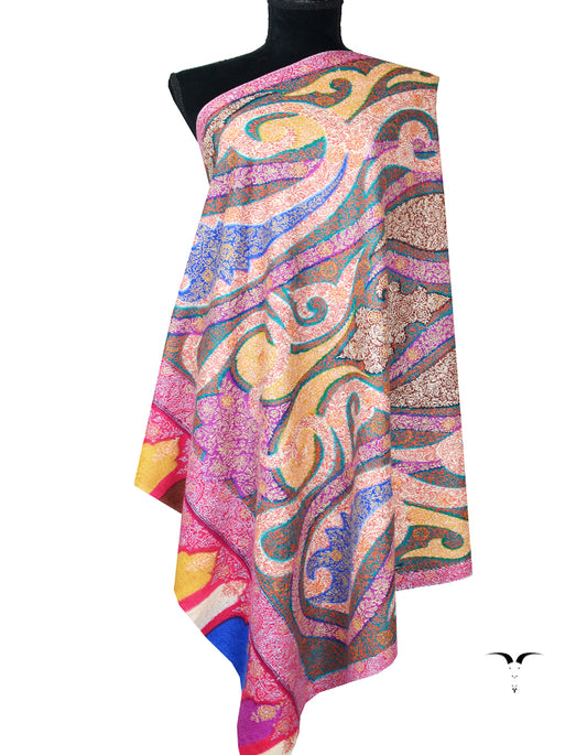 multi-coloured embroidery pashmina shawl 8266