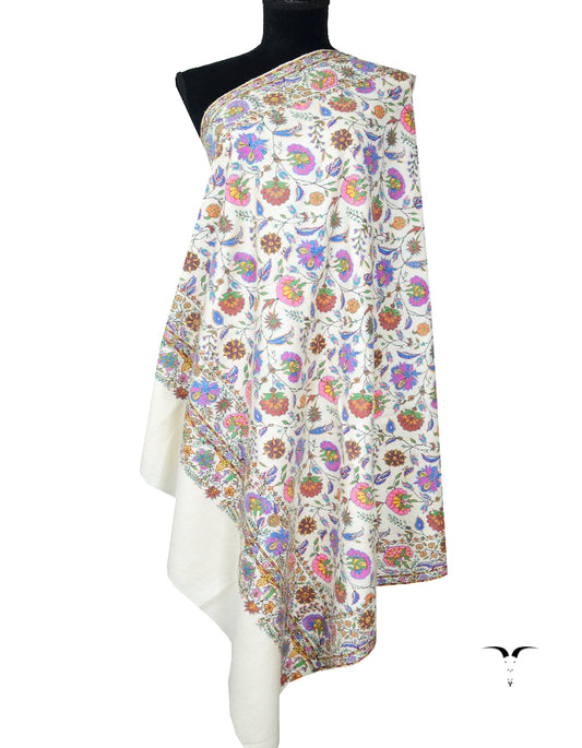 white jamma embroidery pashmina shawl 8267