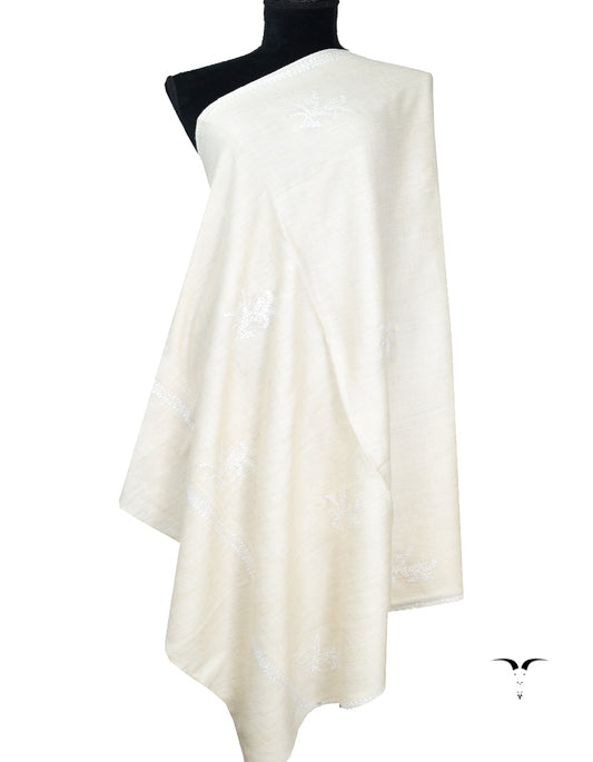 white embroidery pashmina shawl 8271