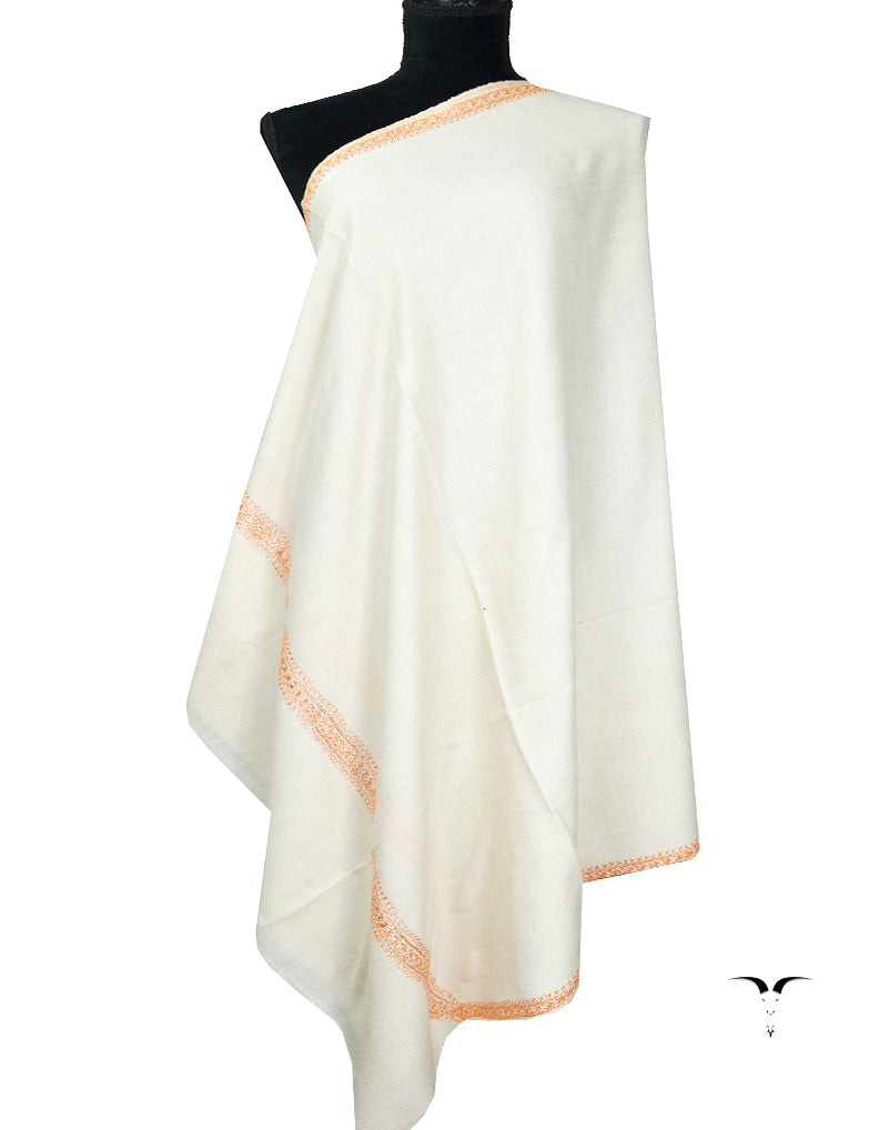 Off white tilla embroidery pashmina shawl 8276