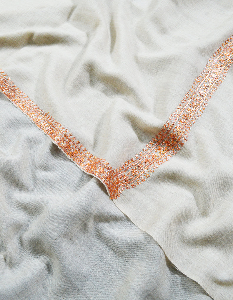 white tilla embroidery pashmina shawl 8276