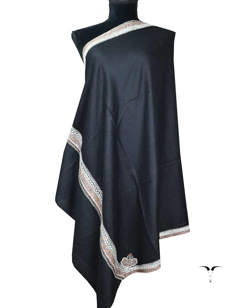 black tilla embroidery pashmina shawl 8280