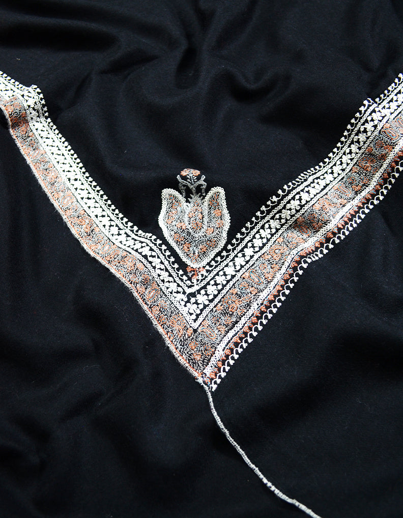 black tilla embroidery pashmina shawl 8280
