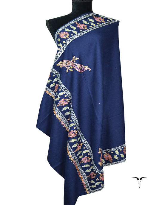 blue tilla embroidery pashmina shawl 8283