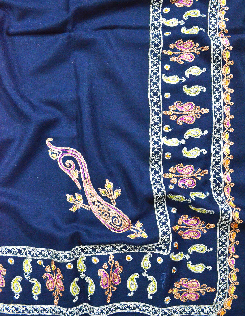 blue tilla embroidery pashmina shawl 8283