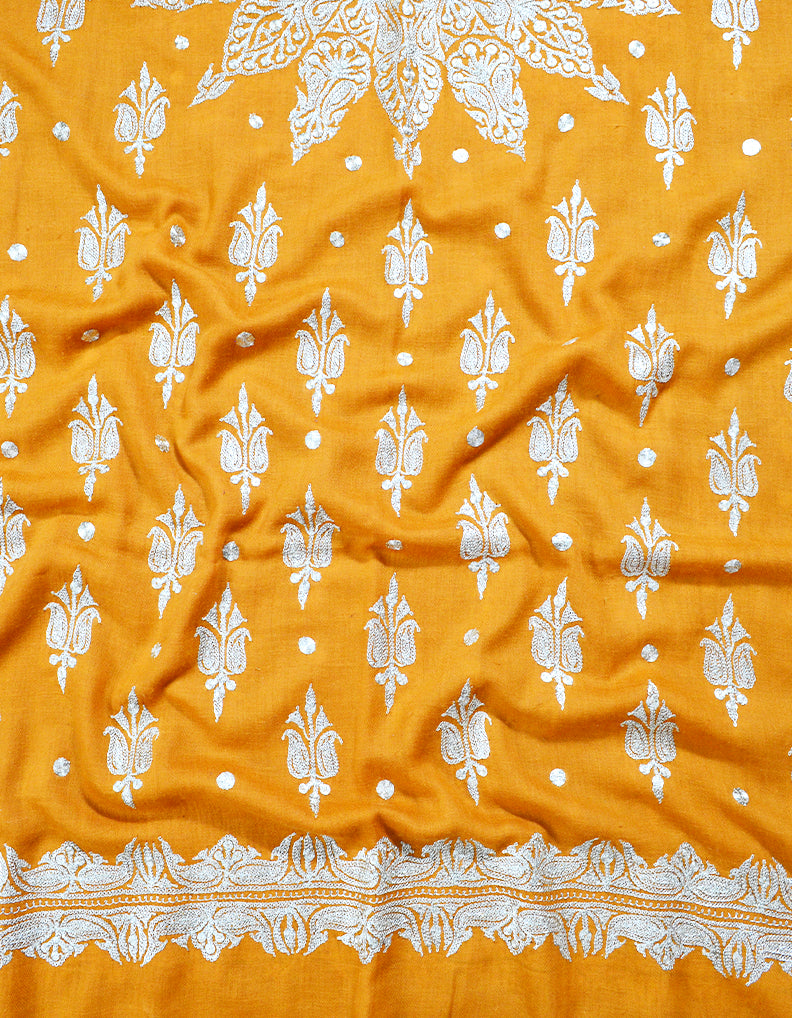 orange tilla embroidery pashmina shawl 8286