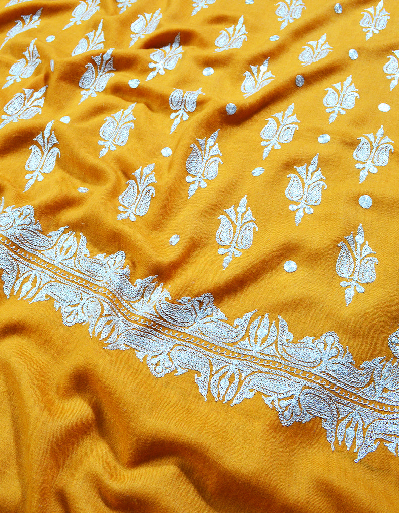 orange tilla embroidery pashmina shawl 8286