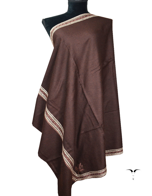 dark brown tilla embroidery pashmina shawl 8290