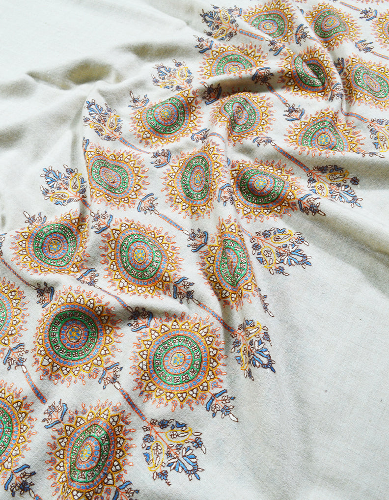 white embroidery pashmina shawl 8291