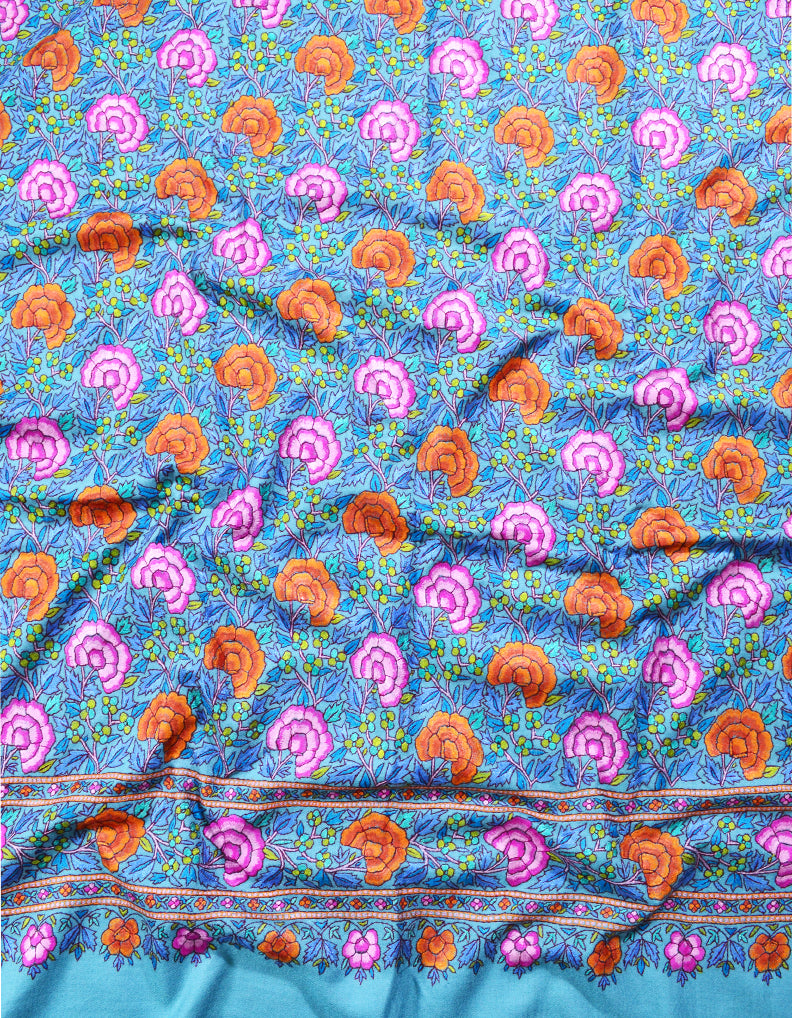 azure blue embroidery pashmina shawl 8292