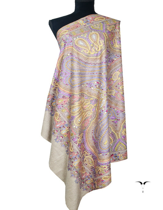 natural jamma embroidery pashmina shawl 8303