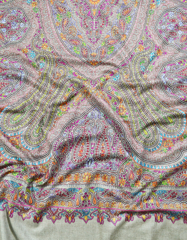 Natural jamma embroidery pashmina shawl 8308
