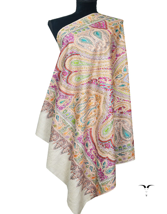 Natural jamma embroidery pashmina shawl 8310