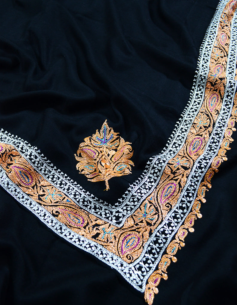 black men's embroidery pashmina shawl 8312