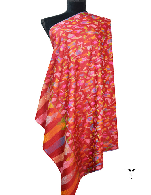 Red kanni jamma pashmina shawl 8313