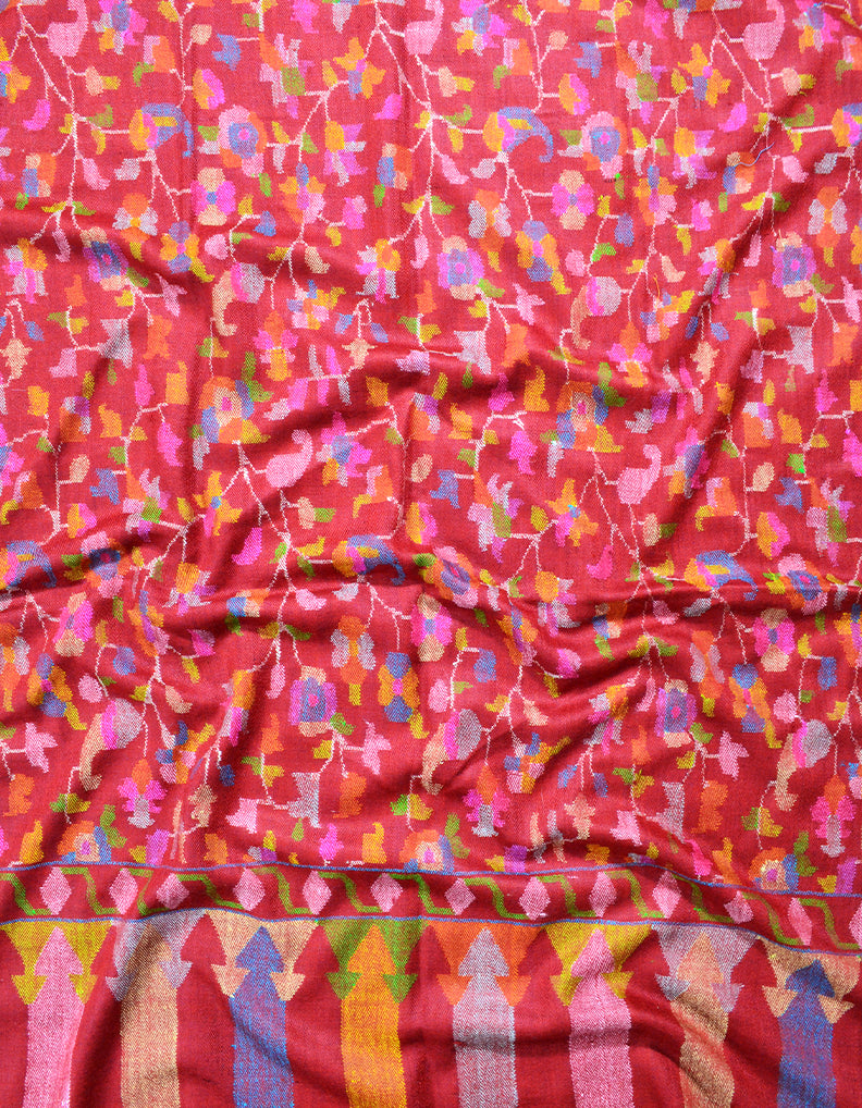 Red kanni jamma pashmina shawl 8313