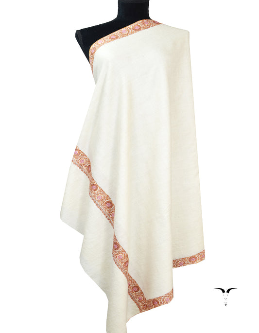 white embroidery pashmina shawl 8321