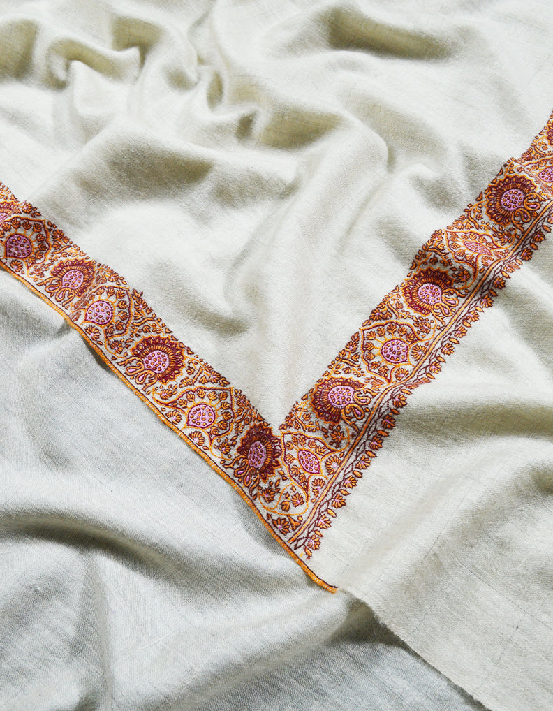 white embroidery pashmina shawl 8321