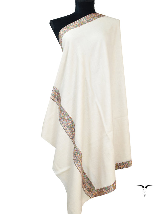white embroidery pashmina shawl 8329