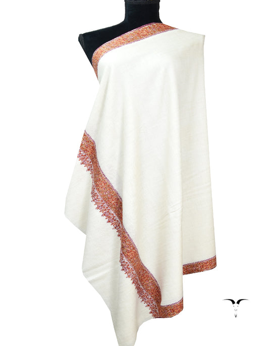 pure white embroidery pashmina shawl 8373