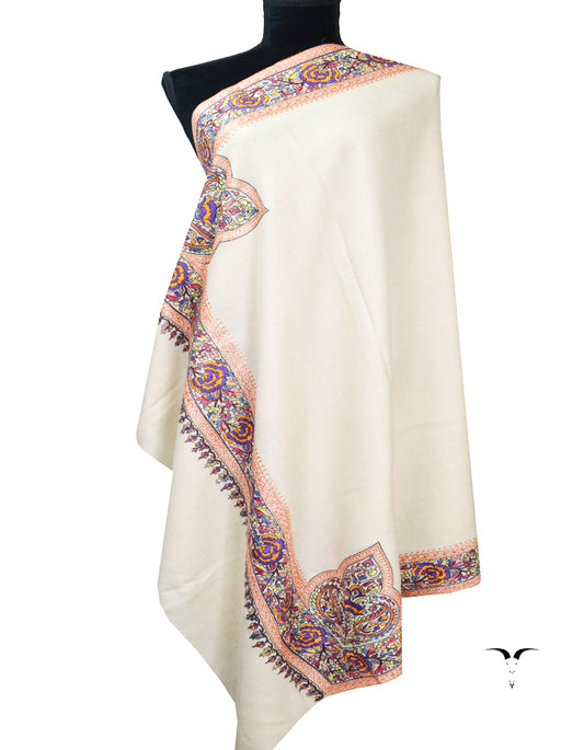 white embroidery pashmina shawl 8374