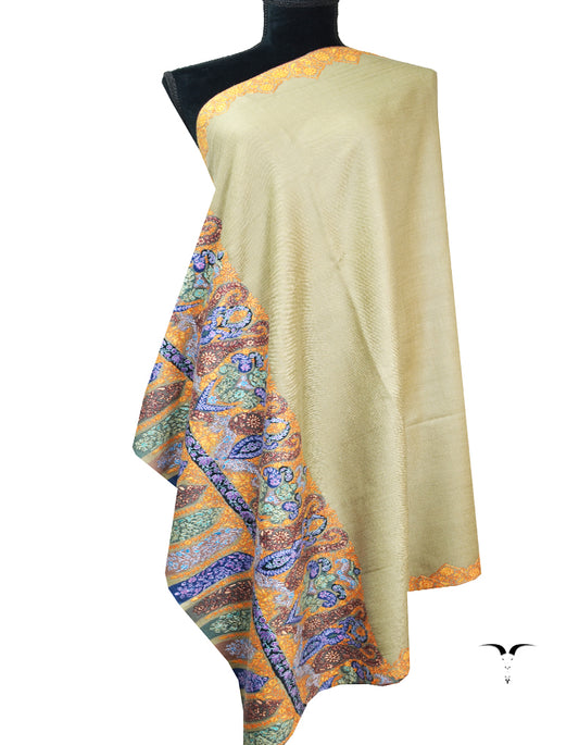 light green embroidery pashmina shawl 8380