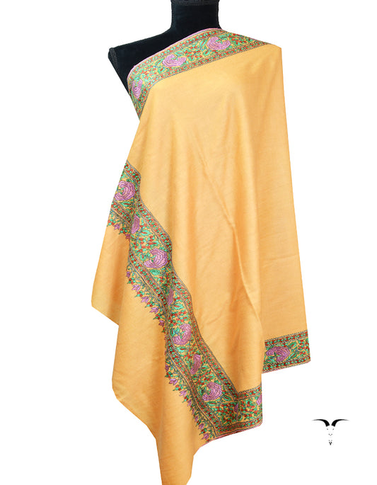 pastel orange embroidery pashmina shawl 8383