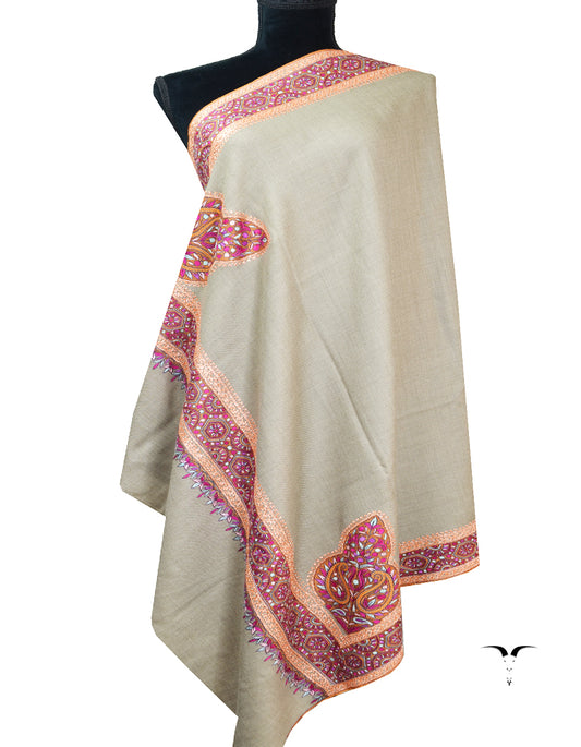 natural embroidery pashmina shawl 8384