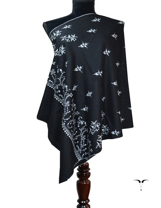 black embroidery pashmina stole 8385