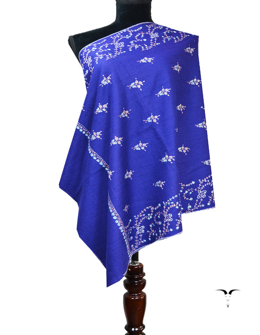 lapis blue embroidery pashmina stole 8389