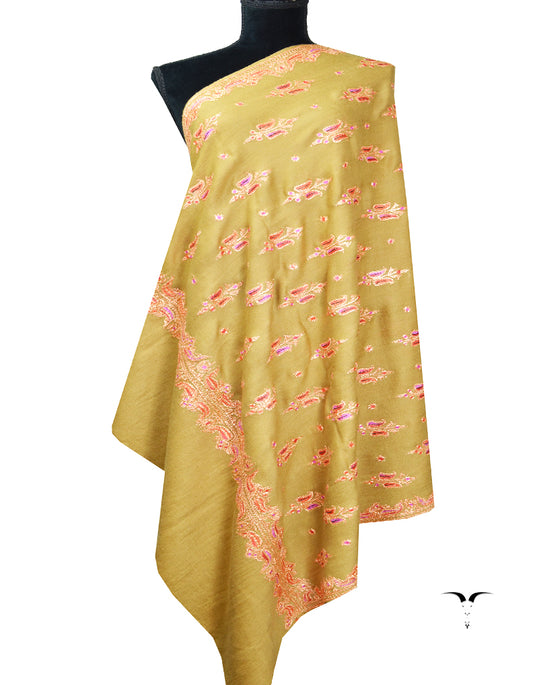 goldenrod tilla embroidery pashmina shawl 8415