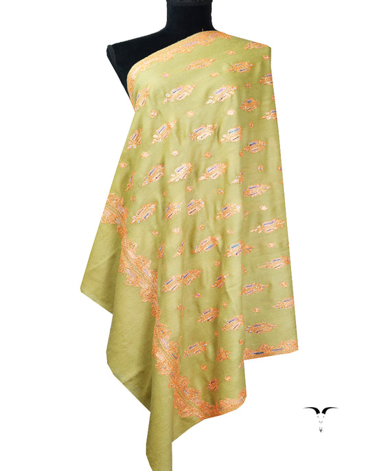 Flaxen tilla embroidery pashmina shawl 8417