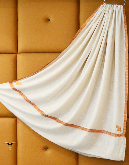 white XL embroidery pashmina shawl 8507