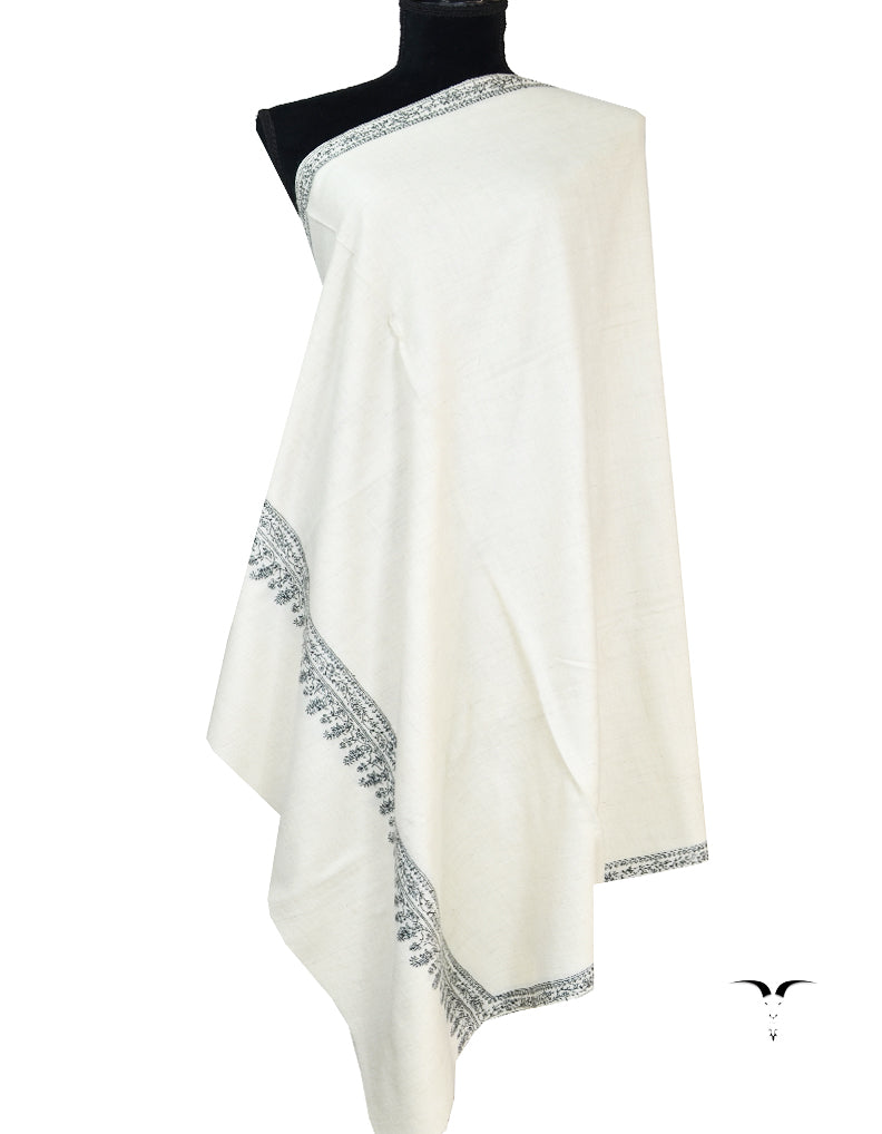 white embroidery pashmina shawl 8535