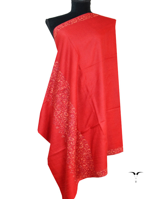pillar boxGi red embroidery pashmina shawl 8543