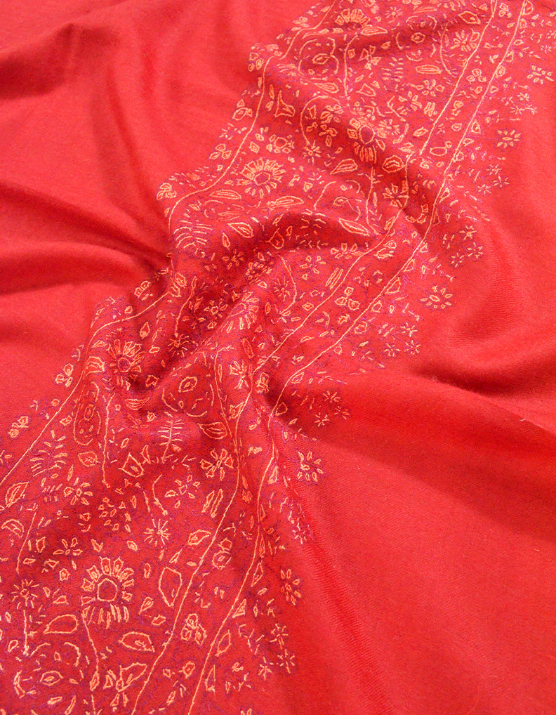 pillar boxGi red embroidery pashmina shawl 8543