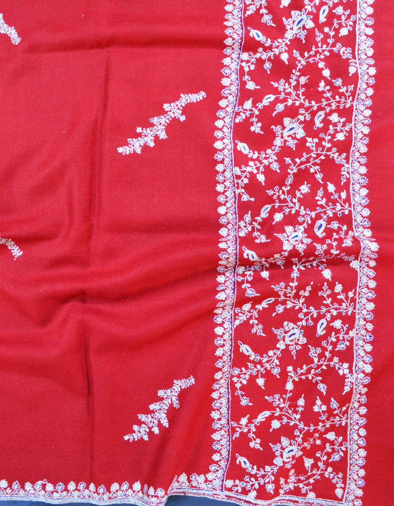red embroidery pashmina shawl 8589