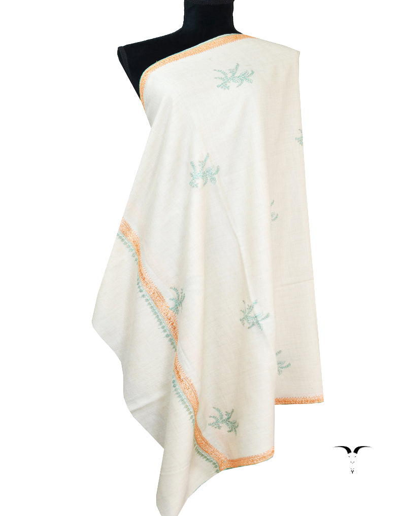 white booti embroidery pashmina shawl 8595