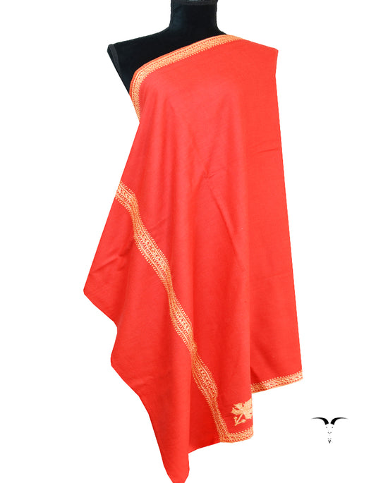 red tilla embroidery pashmina shawl 8612