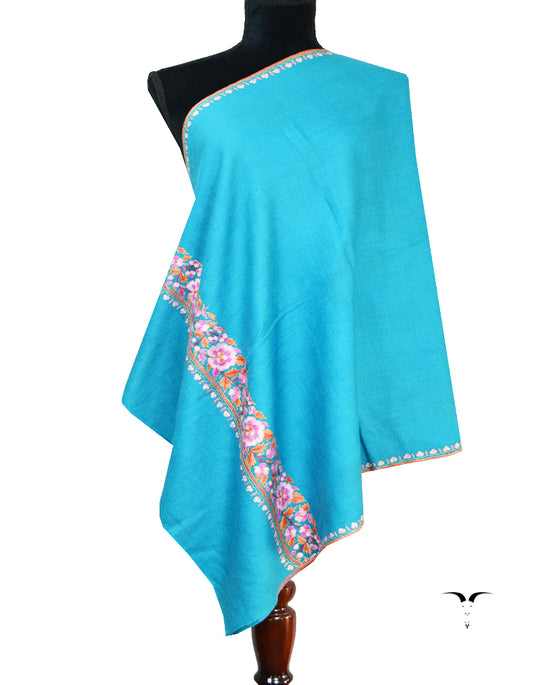 tiffany blue embroidery pashmina stole 8621