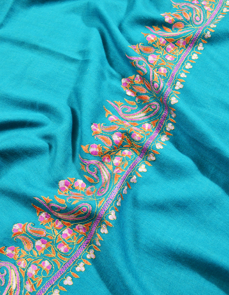 tiffany blue embroidery pashmina stole 8624