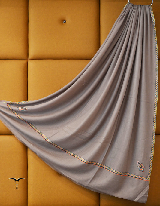 light grey XL embroidery pashmina shawl 8629