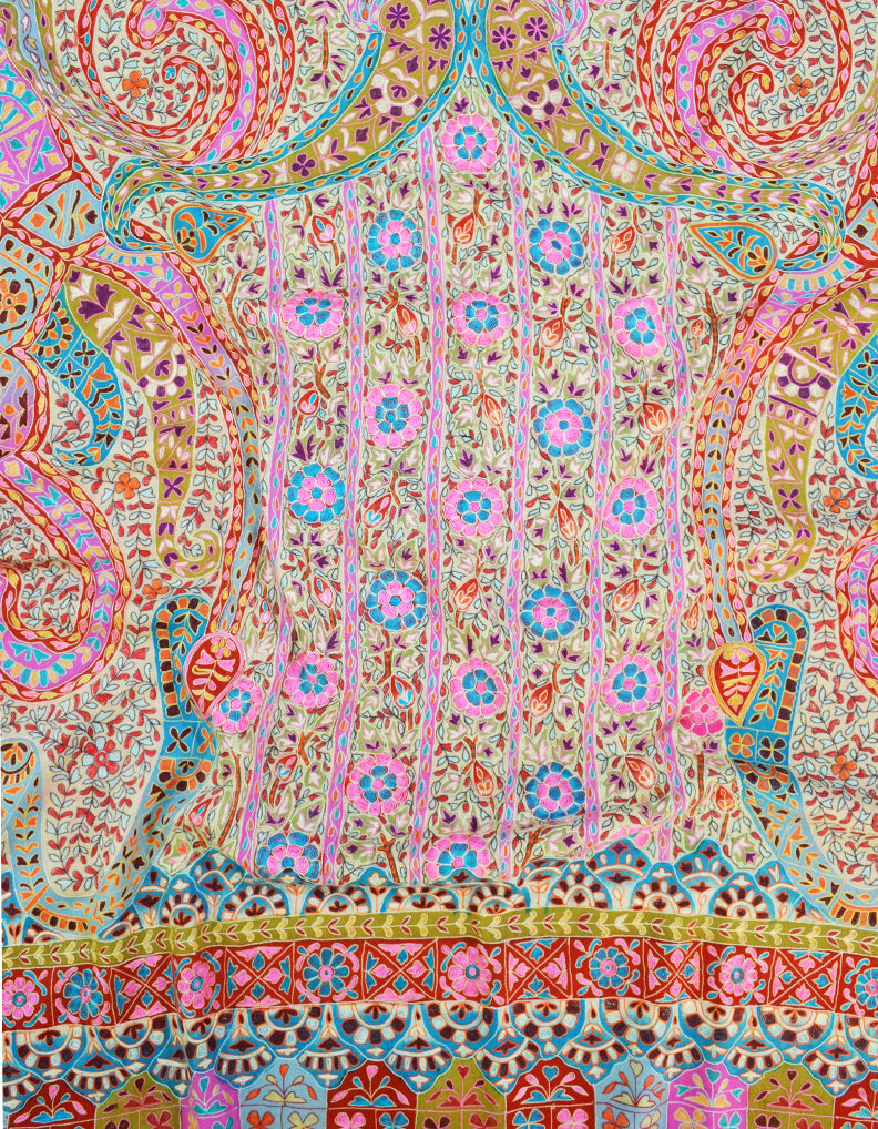 pink and red kalamkari Pashmina shawl 8637